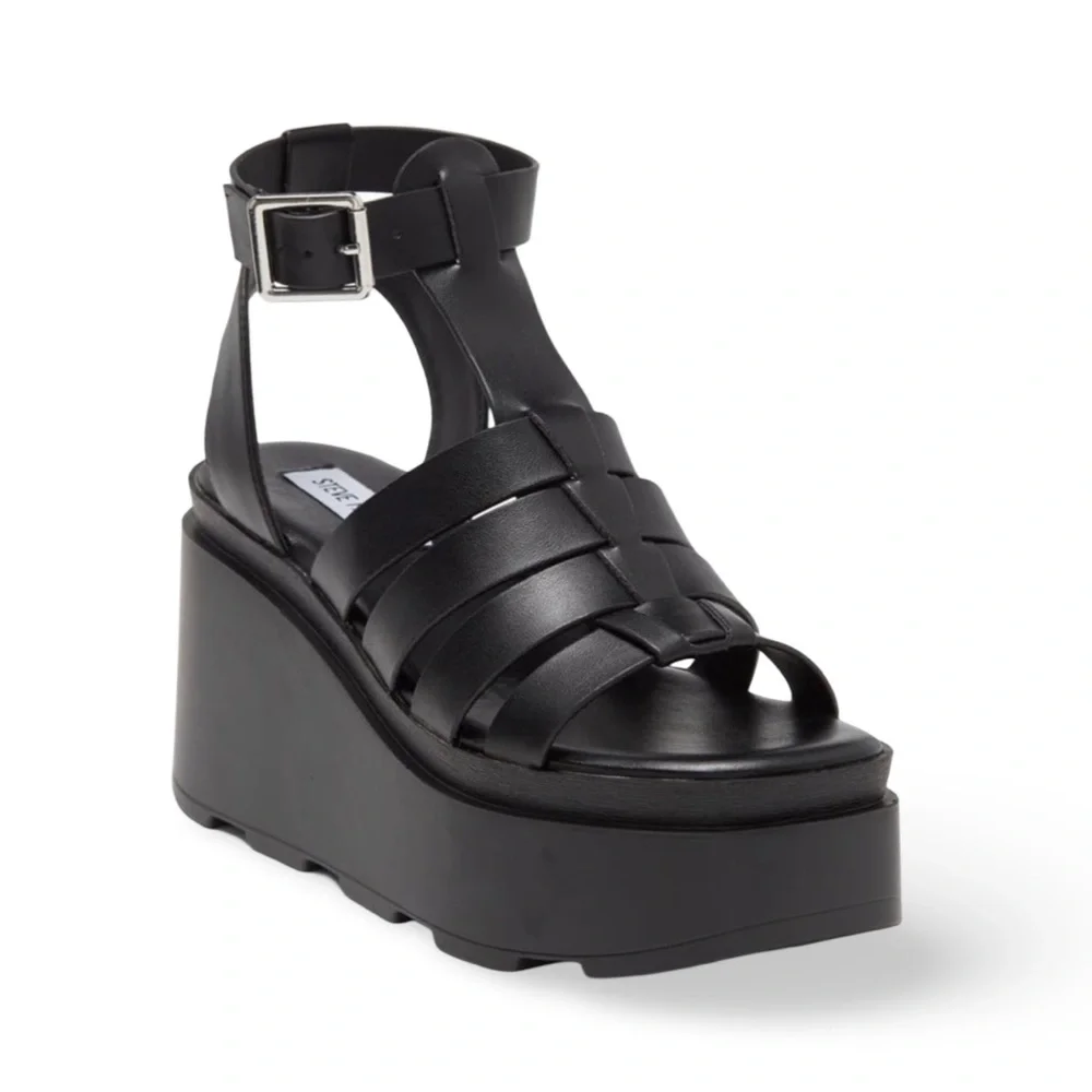 Steve Madden Black Platform Gladiator Sandals